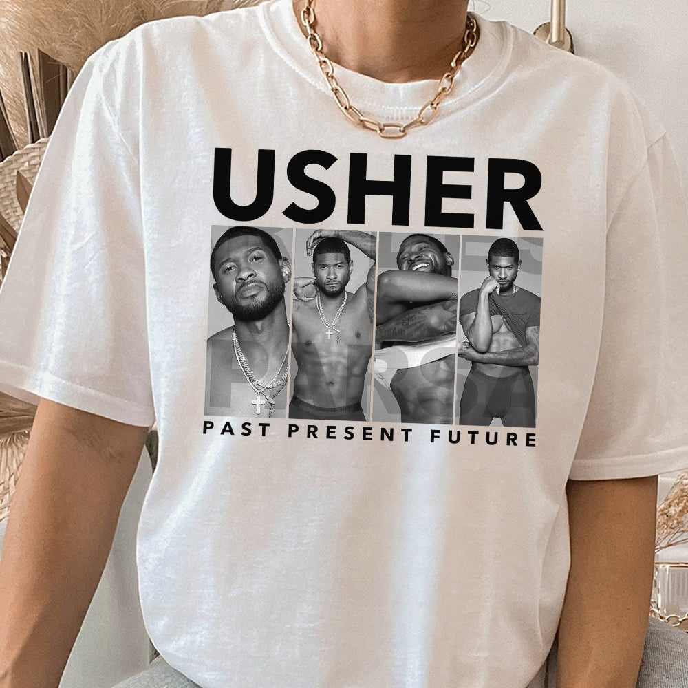 Usher t-shirt Usher world tour shirt Usher past present future world Tour shirt Usher t-shirt Usher fan merch Usher concert  JJJ