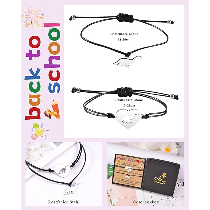 Back To School Gifts Mother and Daughter Son Bracelets First Day At School Kindergarten Gifts For Girls Boys From Mum Matching Dinosaur BraceletBracelet3au