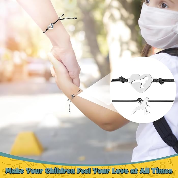 First Day of School Bracelet Mommy and Me, Prek Matching Wish Bracelets Set, Adjustable Bracelet for Boys Girls Gifts Stuff BulkBracelet3au