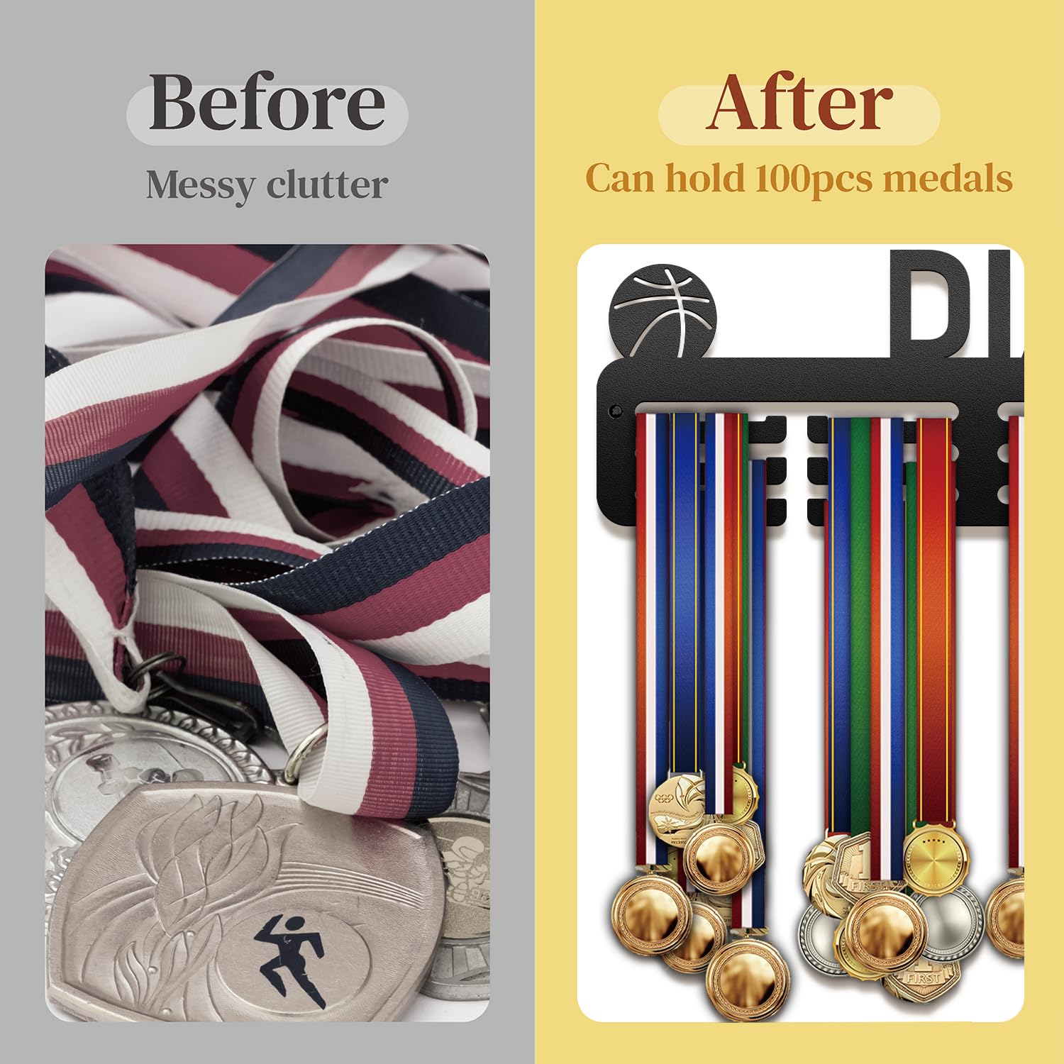 Medal Hanger Display Holder Rack for Awards or Ribbons, Personalized Sports Medal Display, Race Medal Hanger Display Medal Holder for Wall, Custom Trophy and Medal Display Shelf 1 printlight

