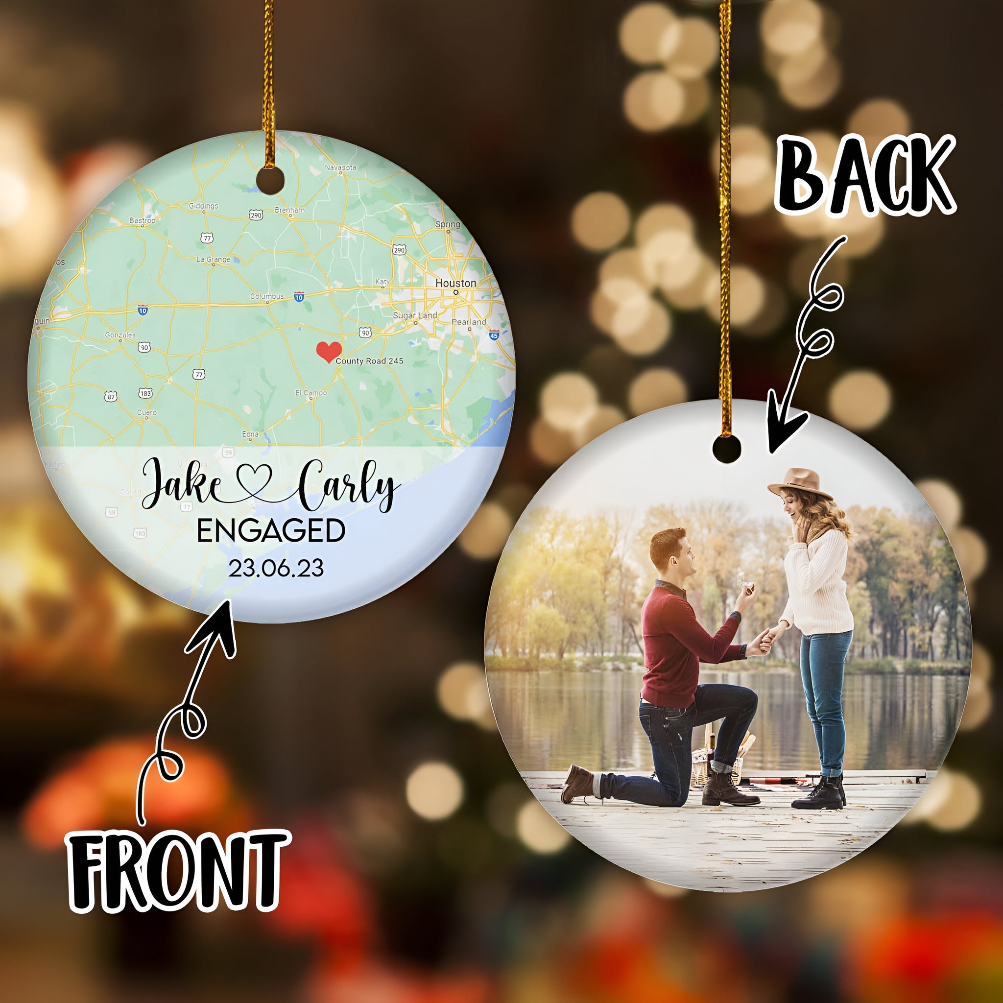 Personalized First Engagement Xmas Ornament 2024 Where We First Met, Custom Photo Our First Christmas As Mr and Mrs 2024 ORN2509