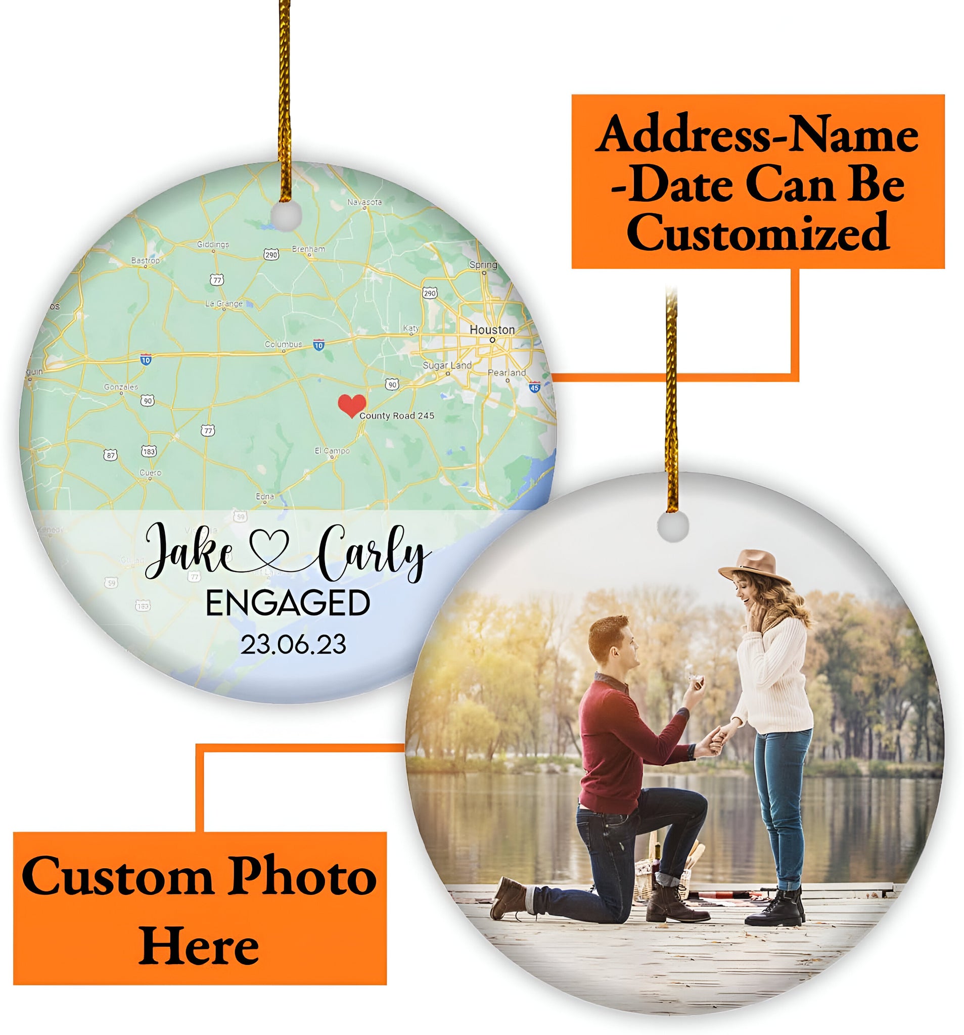 Personalized First Engagement Xmas Ornament 2024 Where We First Met, Custom Photo Our First Christmas As Mr and Mrs 2024 ORN2509