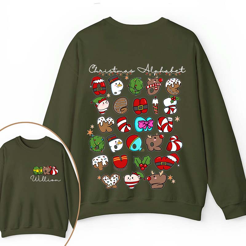 Personalized Christmas Alphabet Teacher Two Sided Sweatshirt 2MAT88