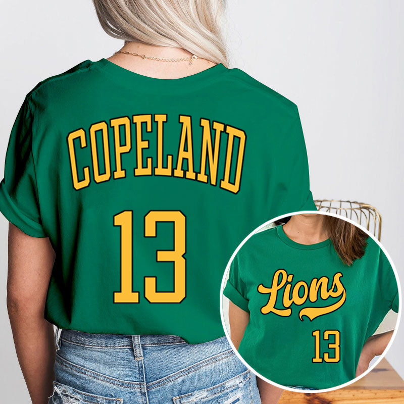 Personalized Mascot And Your Number Simple Font Design Teacher Two Sided T-Shirt 2MAT88