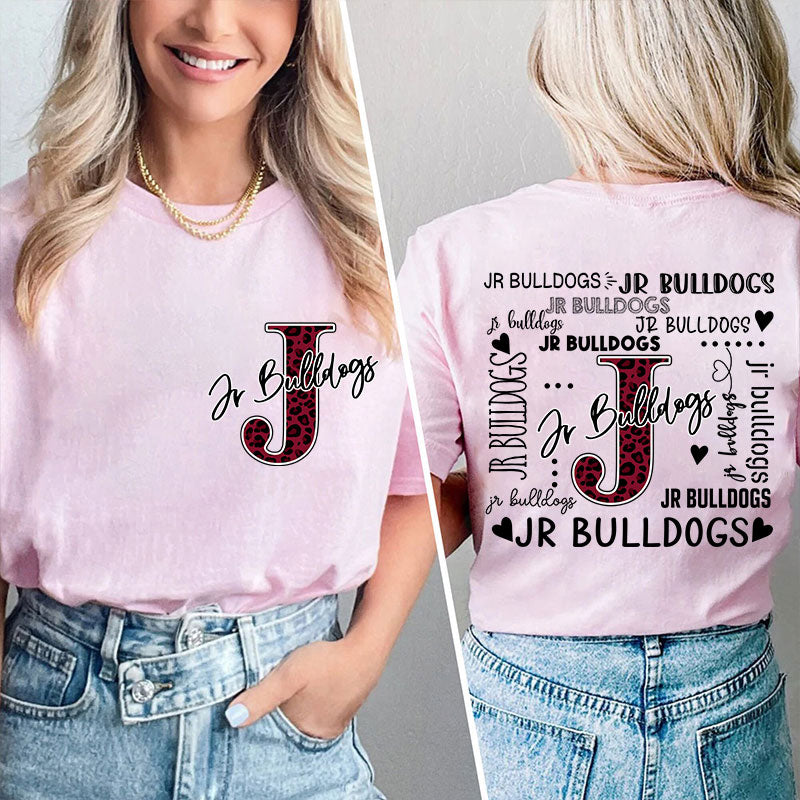 Personalized Leopard School Mascot Teacher Two Sided T-Shirt 2MAT68