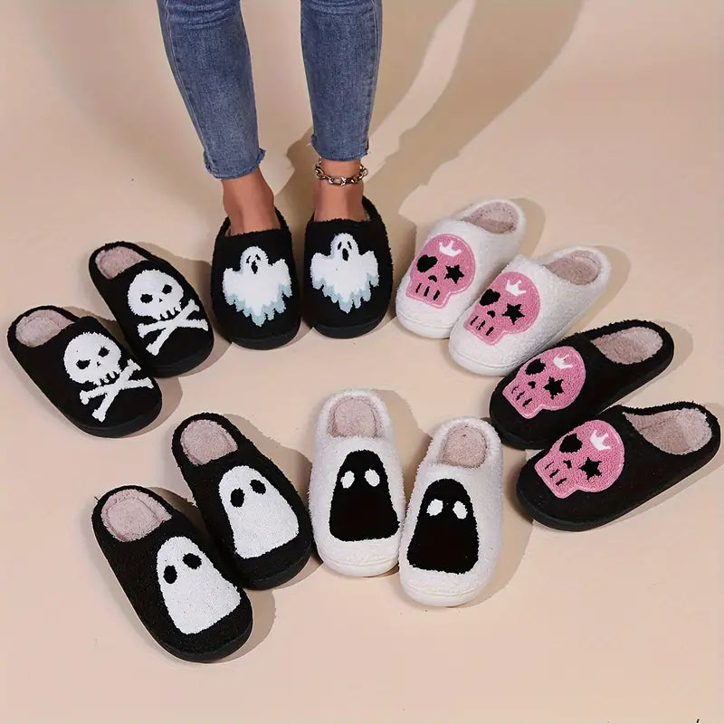 Cute Big Cherry Pattern Fuzzy Slippers, Closed Toe Plush House Bedroom Shoes, Cozy & Warm Home Slippers SL0808 24