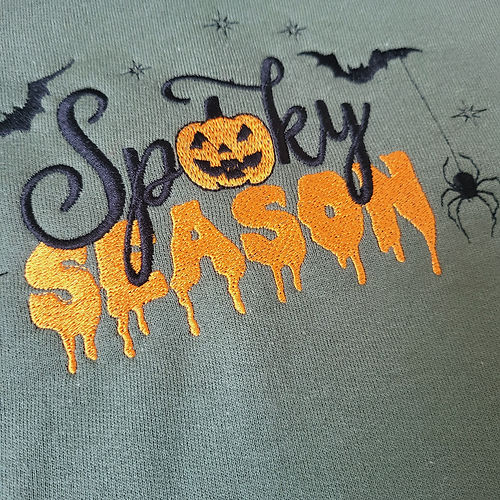 Halloween Embroidered Sweatshirt  Spooky Pumpkin Season sweatshirt or Hoodie EMHA2608