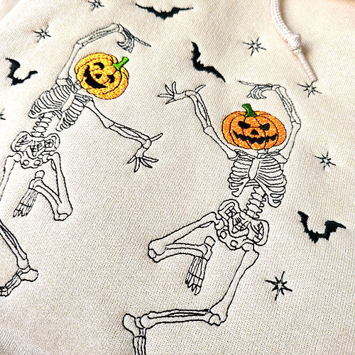 Halloween Embroidered Sweatshirt  Dancing Skeletons sweatshirt hoodie EMHA2608