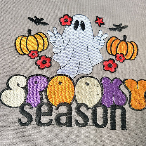 Halloween Embroidered Sweatshirt or Hoodie Ghost Spooky Season EMHA2608