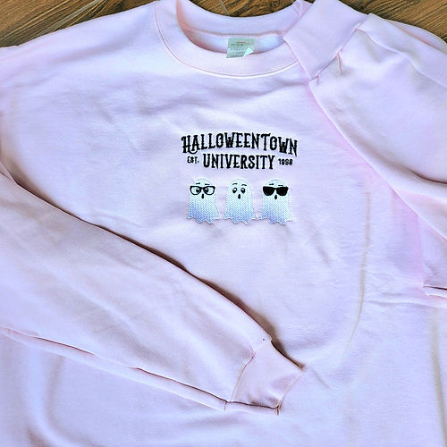 Halloween Embroidered Sweatshirt or Hoodie  HalloweenTown University ghost EMHA2608