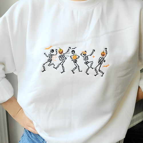 Halloween Embroidered Sweatshirt  Dancing Skeletons sweatshirt or H EMHA2608