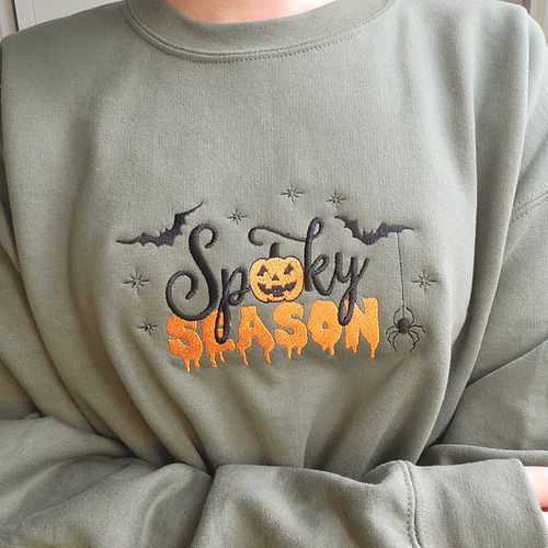 Halloween Embroidered Sweatshirt  Spooky Pumpkin Season sweatshirt or Hoodie EMHA2608