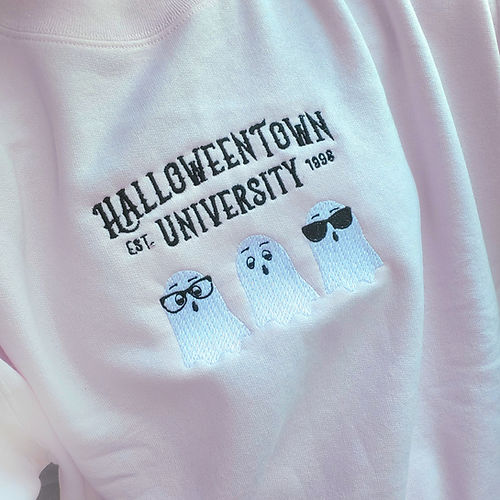 Halloween Embroidered Sweatshirt or Hoodie  HalloweenTown University ghost EMHA2608