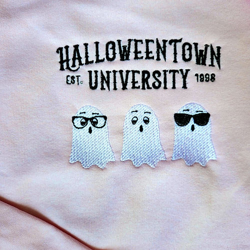 Halloween Embroidered Sweatshirt or Hoodie  HalloweenTown University ghost EMHA2608