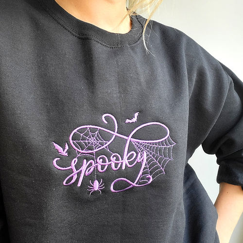 Halloween Embroidered Sweatshirt  Spooky Spider sweatshirt ho EMHA2608