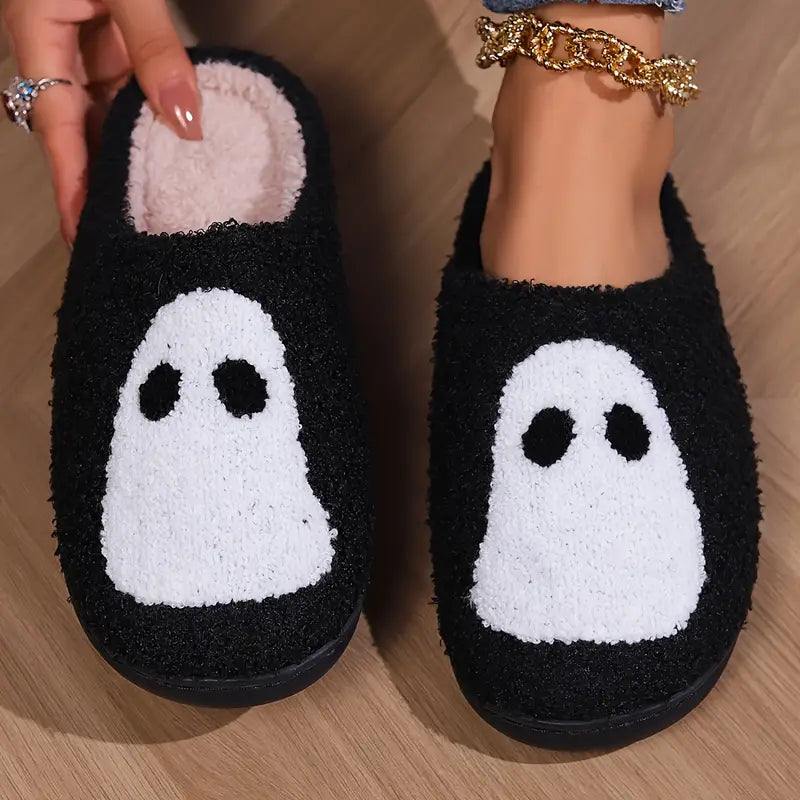 Cute Big Cherry Pattern Fuzzy Slippers, Closed Toe Plush House Bedroom Shoes, Cozy & Warm Home Slippers SL0808 24