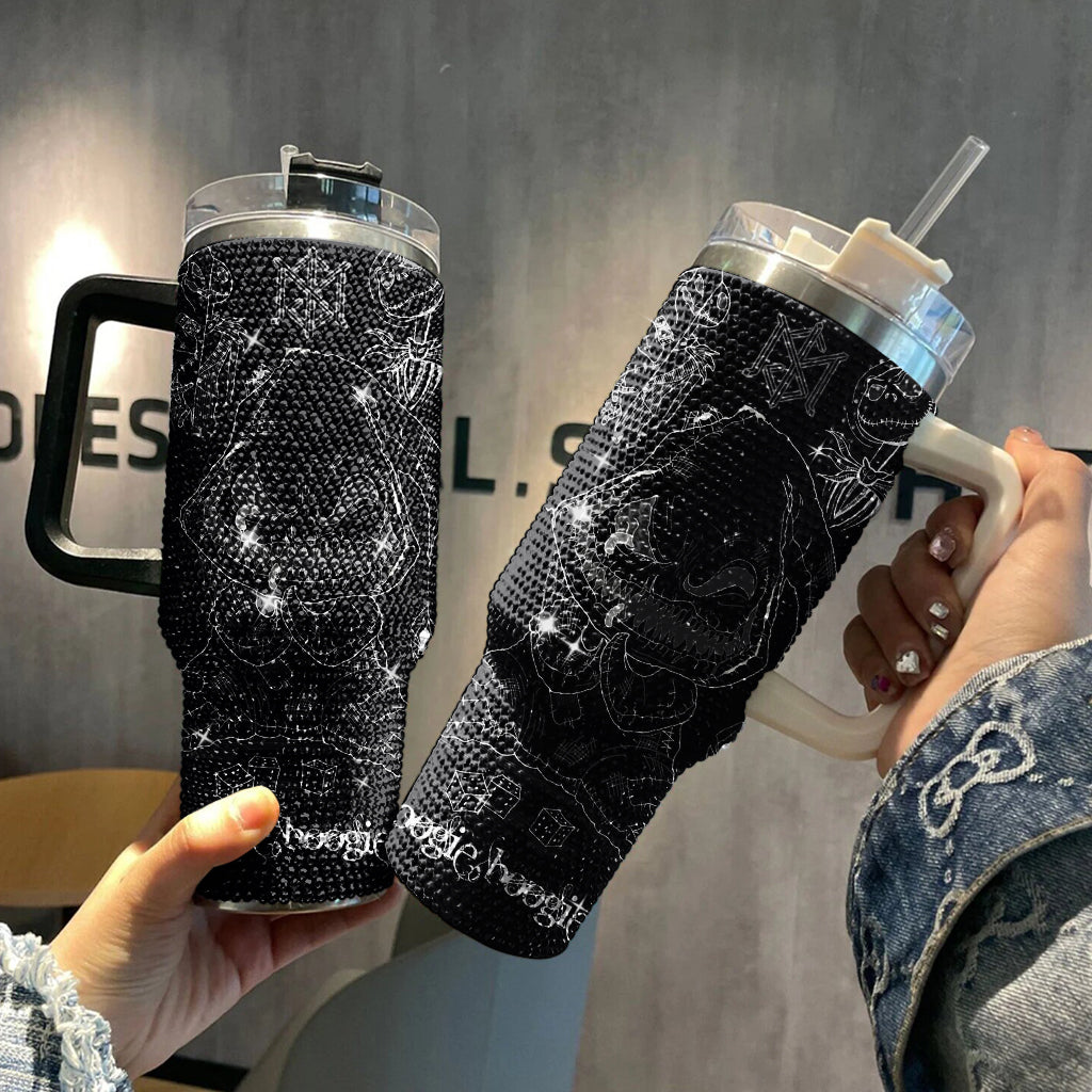 Halloween Rhinestone 40oz Tumbler, Horror Bling Ghost 40oz Cup With Lid Straw, Halloween Glitter Tumbler TUM2908