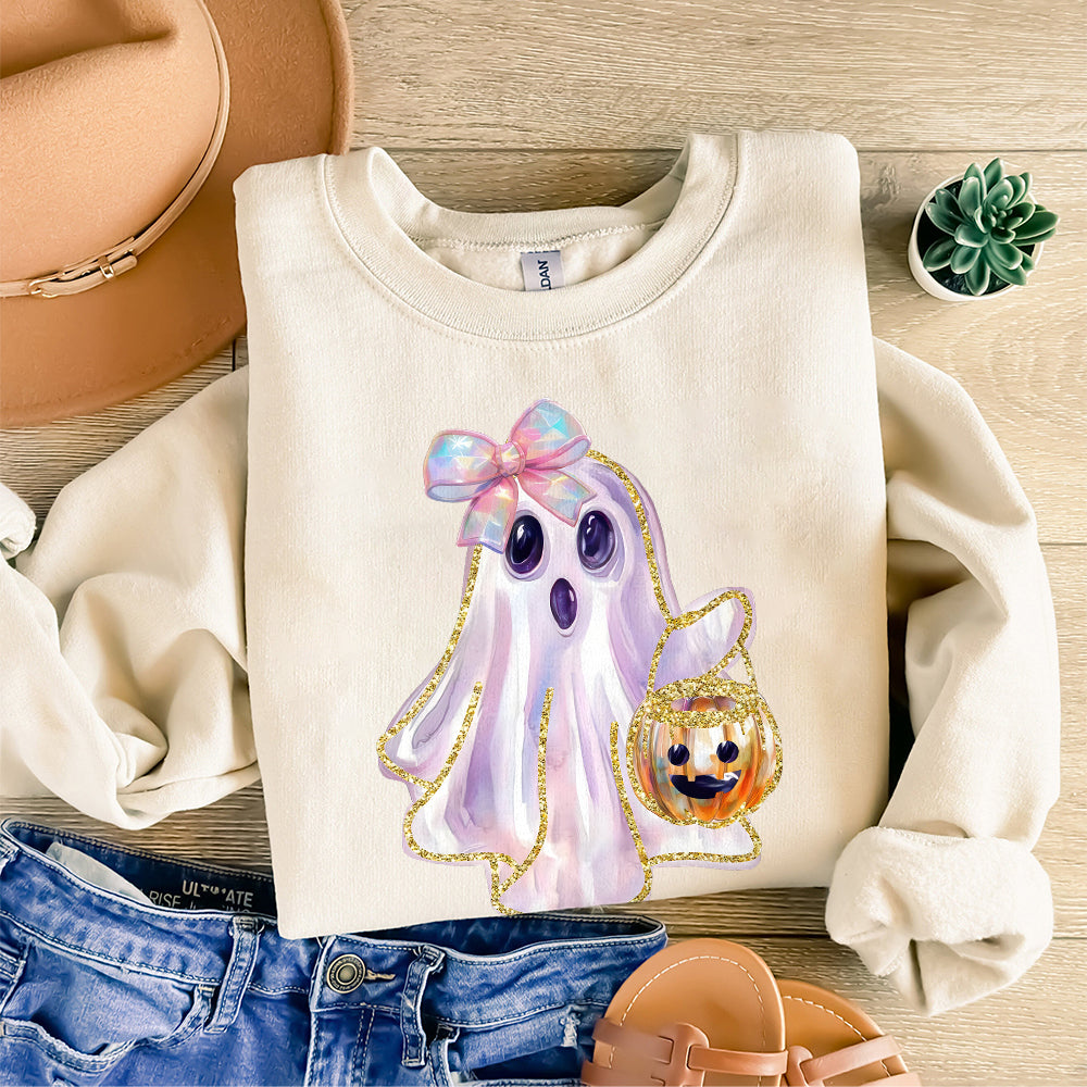 Ridescent Peeking Ghost Pumpkin Png, Howdy Fall Pumpkin Png, Coquette Halloween Design, Iridescent Ghost Pumpkin Design, Halloween Png PNG2709 08 NPN