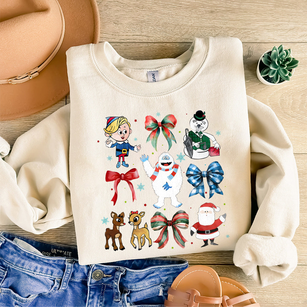 Retro Christmas Cartoon Friends Png, Coquette Christmas Png, Snow Holiday png, Cute Cartoon Characters Png, Winter Christmas Png S119 SNA