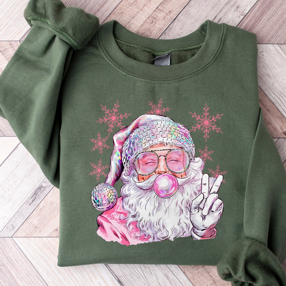 Retro Santa Christmas Blowing Bubble PNG, Funny Santa With Sunglasses Xmas, Vintage Merry Christmas PNG, Holiday Sublimation Digital S71 BAA