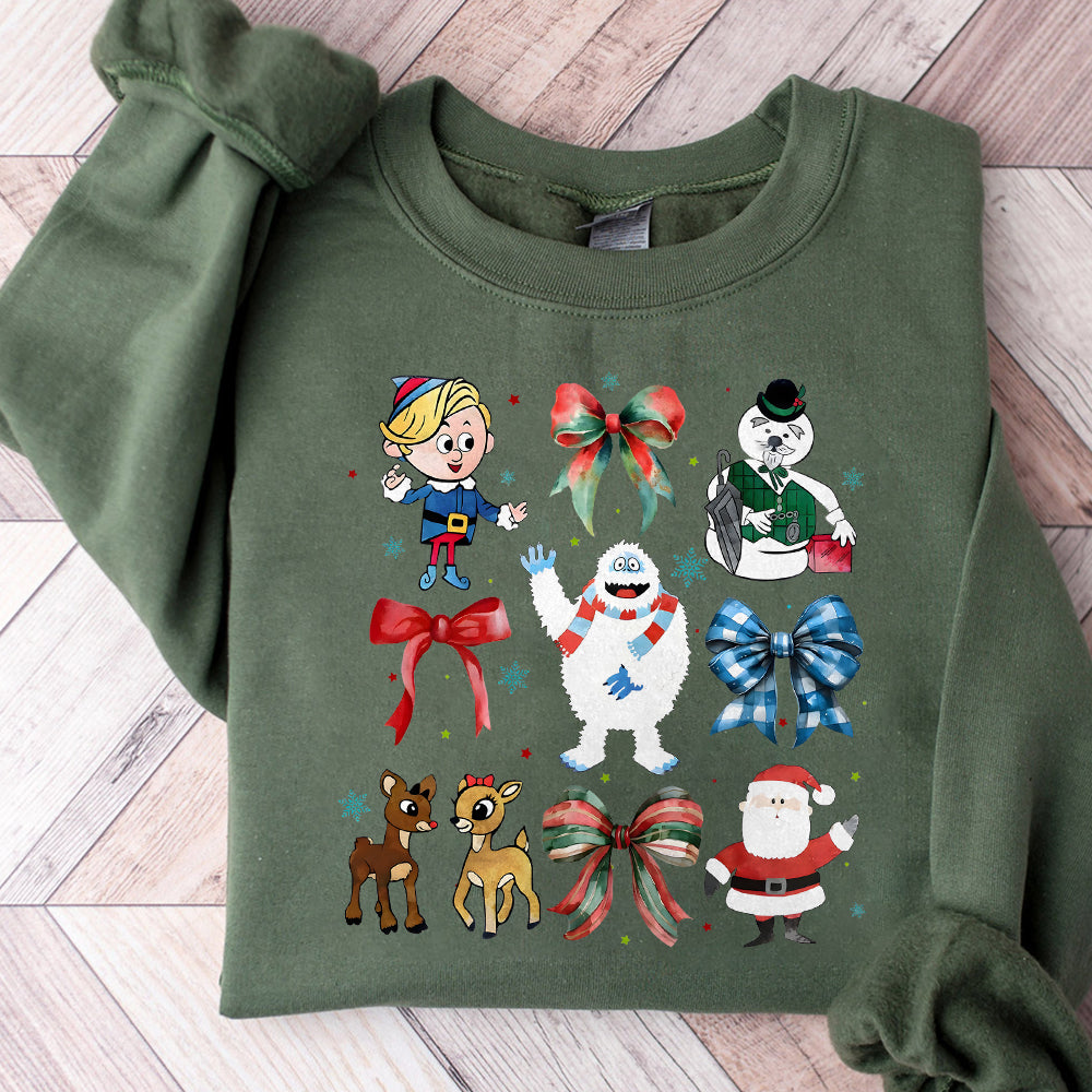 Retro Christmas Cartoon Friends Png, Coquette Christmas Png, Snow Holiday png, Cute Cartoon Characters Png, Winter Christmas Png S119 SNA