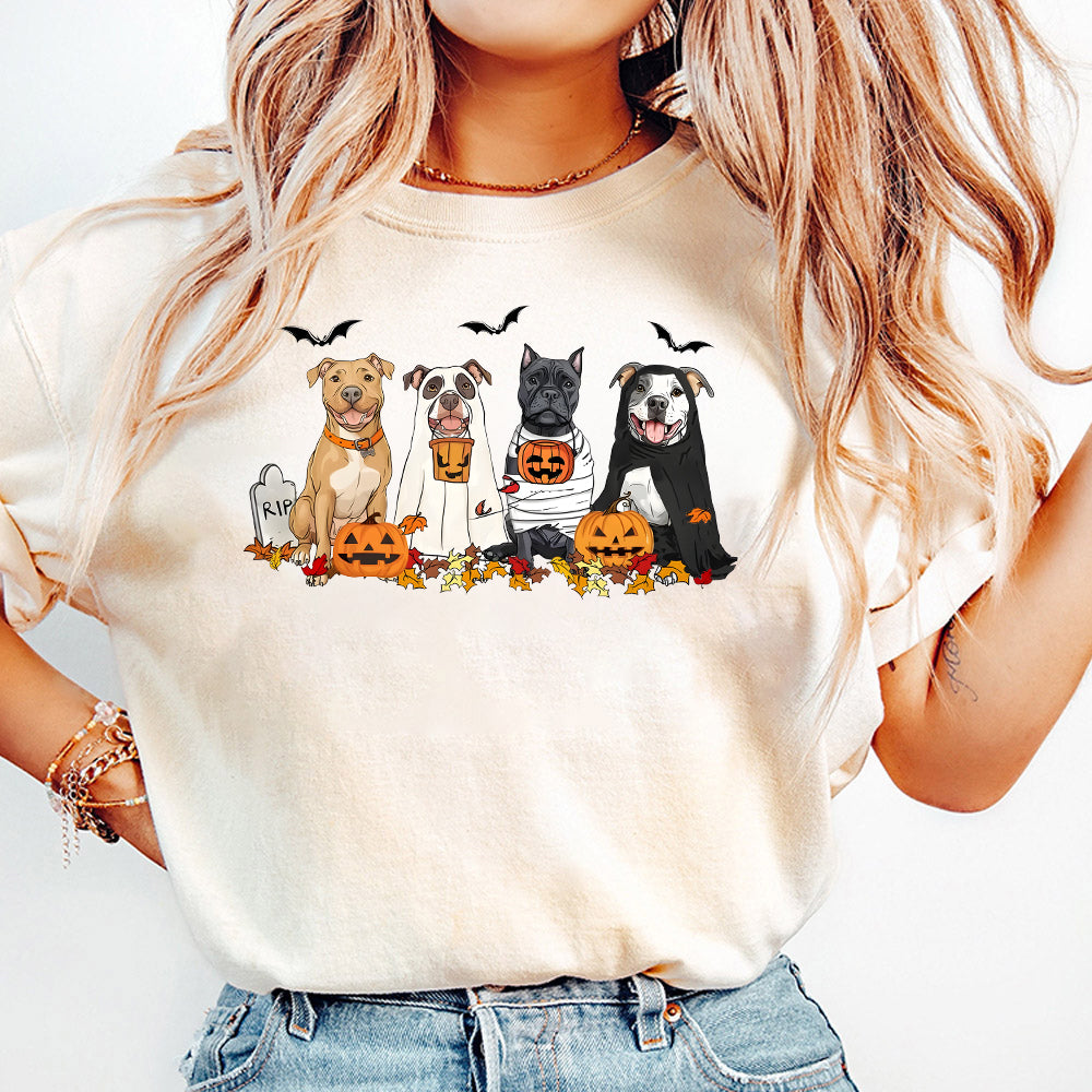 Halloween Dog Sweatshirt, Pitbull Ghost Dogs sweatshirt, Halloween Sweatshirt, Halloween Sweater, Ghost Dog Shirt, Pitbull Halloween Shirt TD2309 02