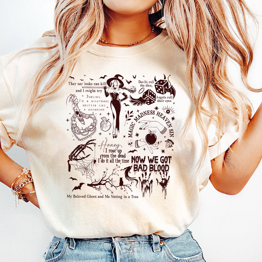 Halloween Lyrics Songs Png, Halloween Lyrics Youth Png, Spooky Season Tee, Ghost Haunt T-Png, Fall Season Tee, Spooky PNG1510 10 2 NPN