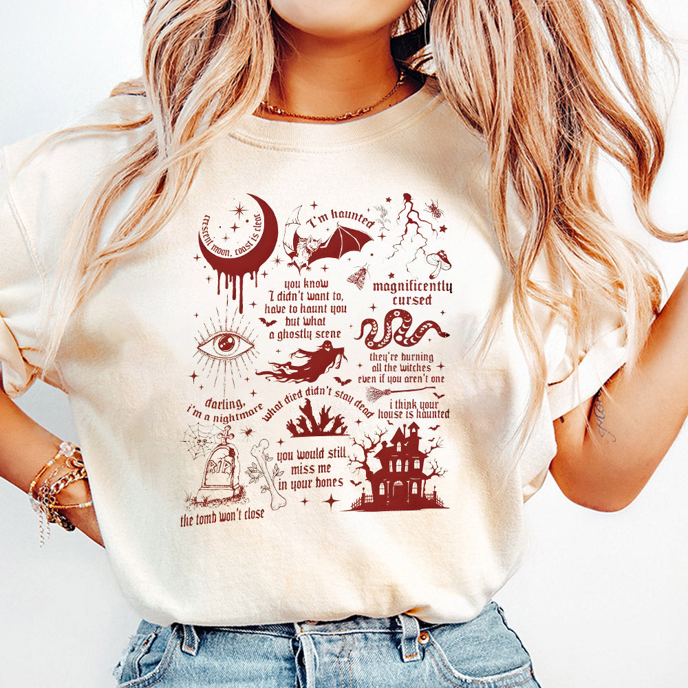 I'm Haunted Png, Spooky Halloween SweatPng  Swift Collage with Halloween Symbols & Lyrics  Cozy Swiftie Fall Appare PNG0810 05 NPN