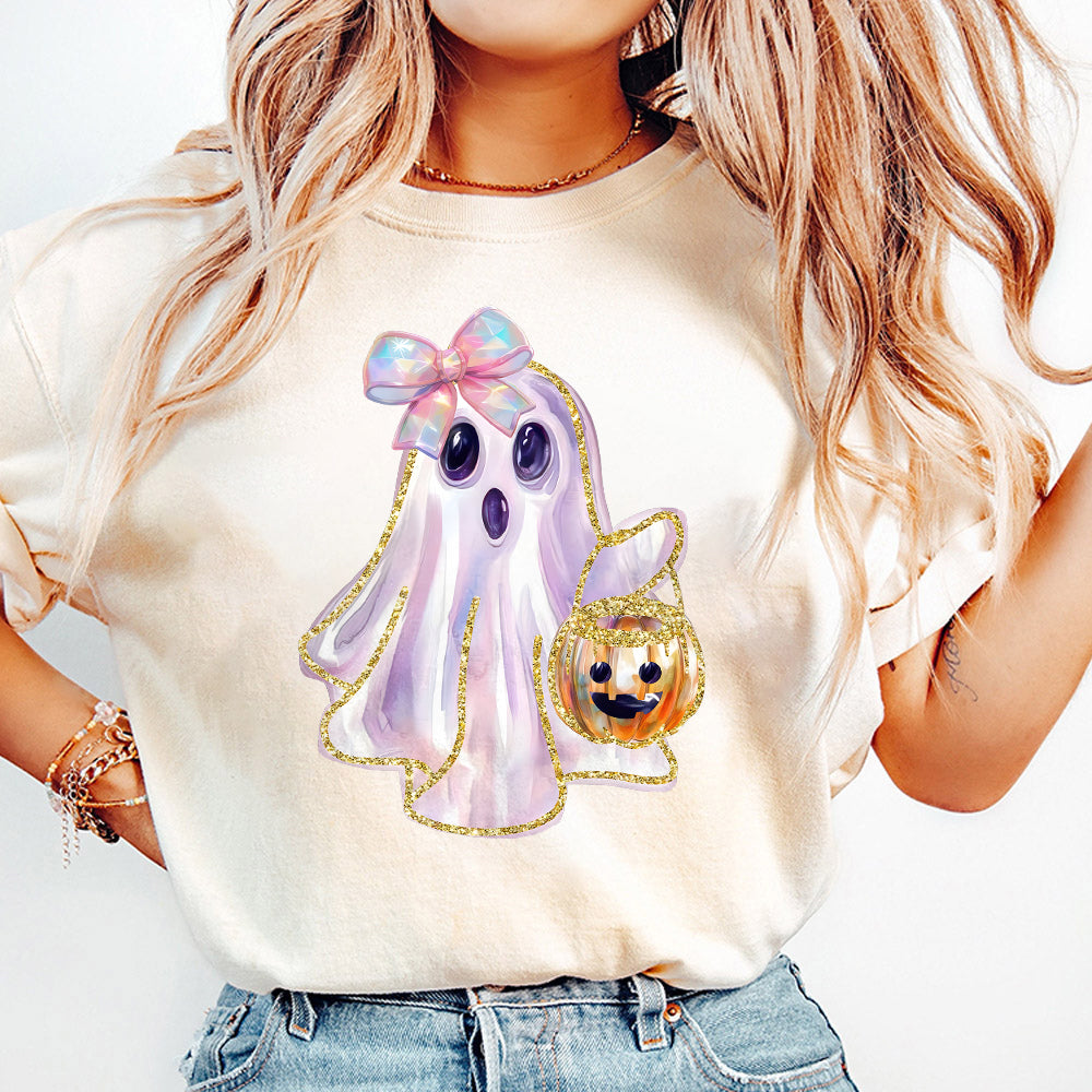 Ridescent Peeking Ghost Pumpkin Png, Howdy Fall Pumpkin Png, Coquette Halloween Design, Iridescent Ghost Pumpkin Design, Halloween Png PNG2709 08 NPN