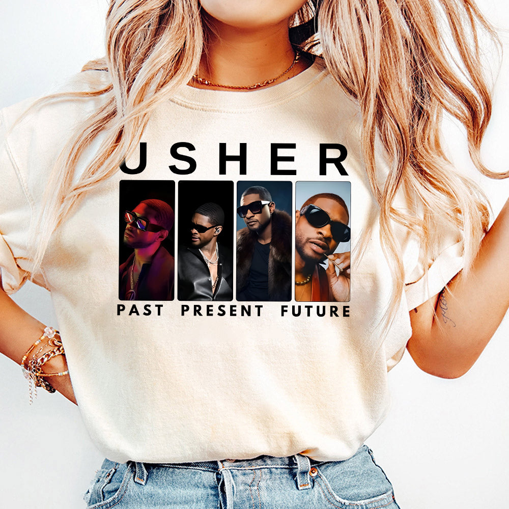 Usher Tee, Vintage Past Present Future, Usher Tour Tee, Usher Merch, Usher Concert ,Usher Tour T-shirt, Retro Shirt, Usher Show, Usher Fan T8