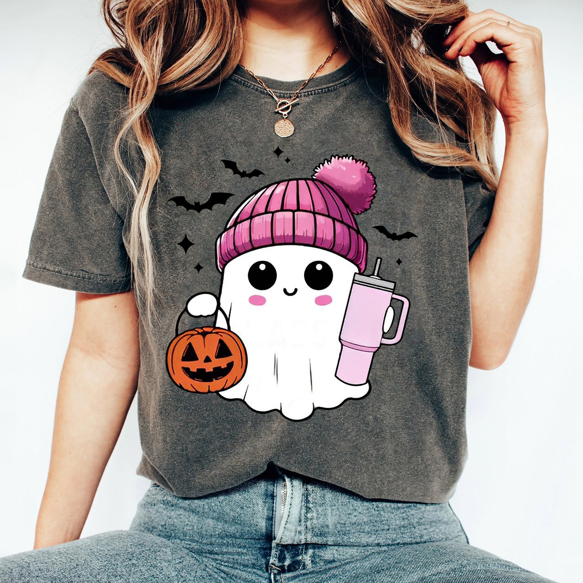 Pink Cute Ghost Coquette Bow Halloween Shirt, Halloween Ghosts Tshirt, Cute Ghost Shirt, Halloween Sweater, Halloween Party, Halloween Gift 4 FB2708