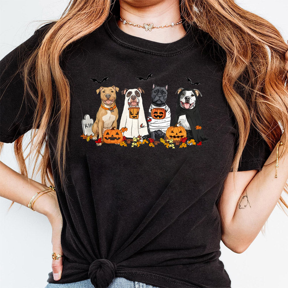 Halloween Dog Sweatshirt, Pitbull Ghost Dogs sweatshirt, Halloween Sweatshirt, Halloween Sweater, Ghost Dog Shirt, Pitbull Halloween Shirt TD2309 02