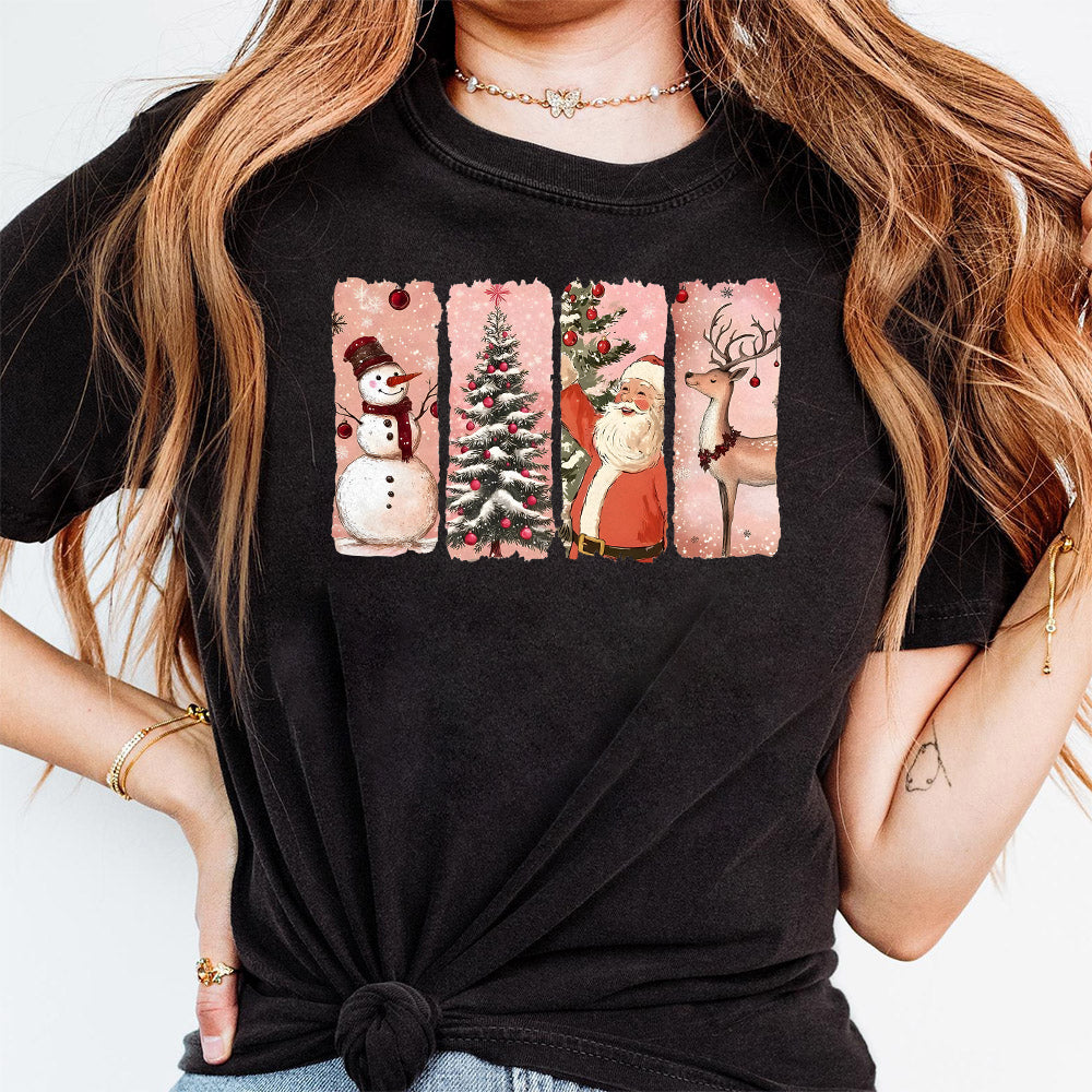 Retro Christmas PNG, Pink Christmas PNG, Vintage Christmas PNG, Santa Claus png, Christmas Snowman Reindeer, Merry Christmas design S171 SNA