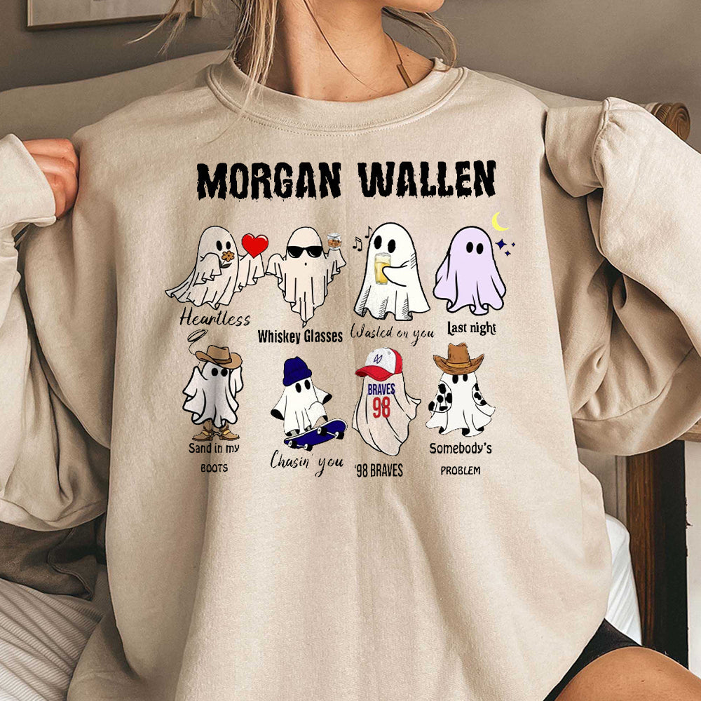 Morgan Wallen Halloween Sweatshirt, Halloween Ghost, Morgan Wallen Music, Wallen Ghost Shirt, Western Wallen Ghost Comfort Colors Shirt FFF