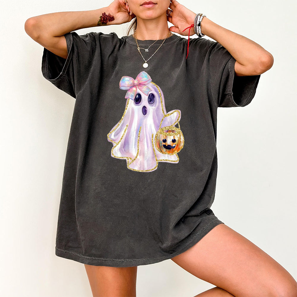 Ridescent Peeking Ghost Pumpkin Png, Howdy Fall Pumpkin Png, Coquette Halloween Design, Iridescent Ghost Pumpkin Design, Halloween Png PNG2709 08 NPN