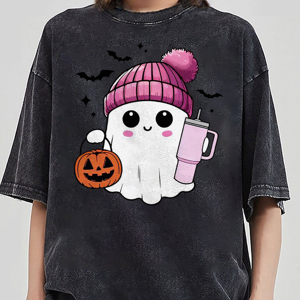 Pink Cute Ghost Coquette Bow Halloween Shirt, Halloween Ghosts Tshirt, Cute Ghost Shirt, Halloween Sweater, Halloween Party, Halloween Gift 4 FB2708