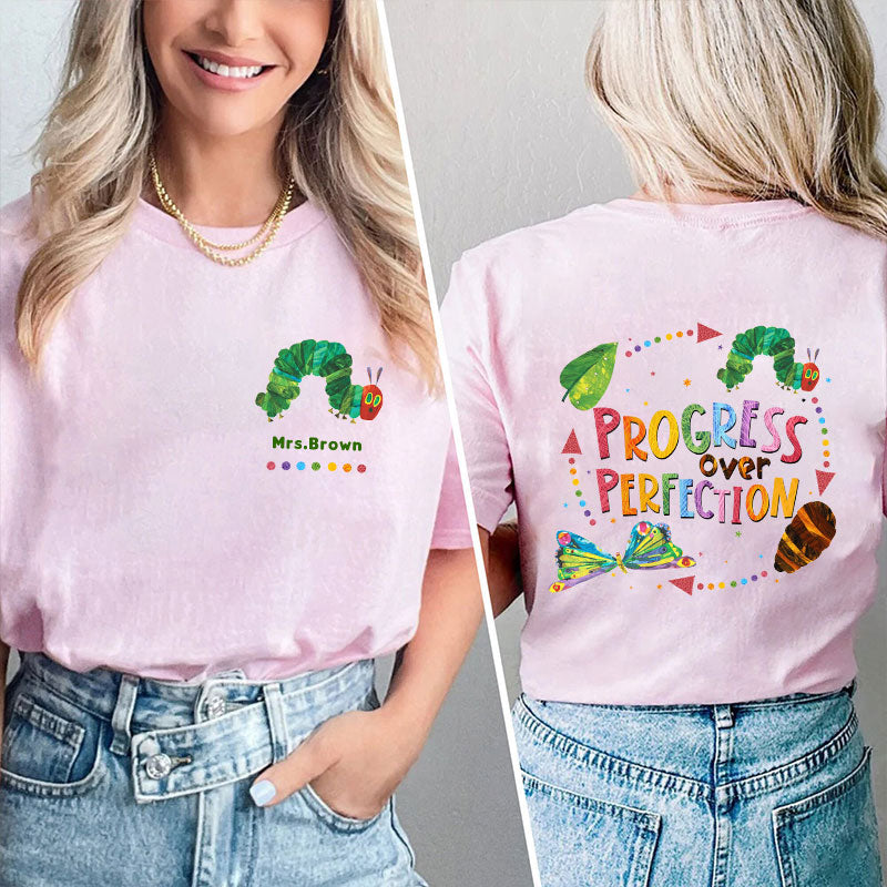 Personalized The World Is A Better Place With You Teacher Two Sided Sweatshirt 2MAT68