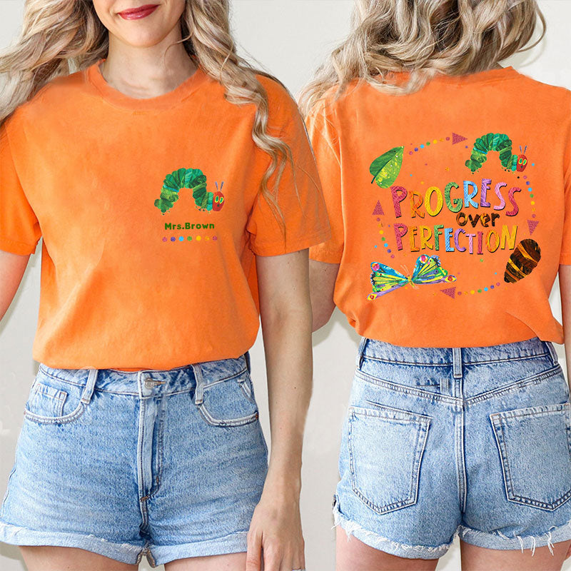 Personalized The World Is A Better Place With You Teacher Two Sided Sweatshirt 2MAT68