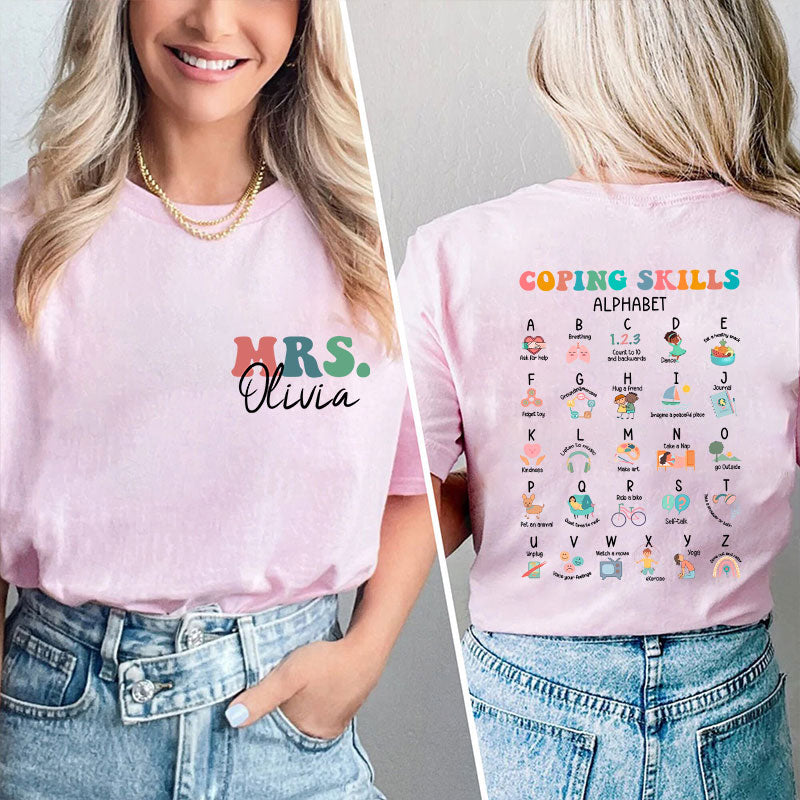 Personalized Flower And Butterfly In My Teacher Era Teacher Two Sided T-Shirt 2MAT68