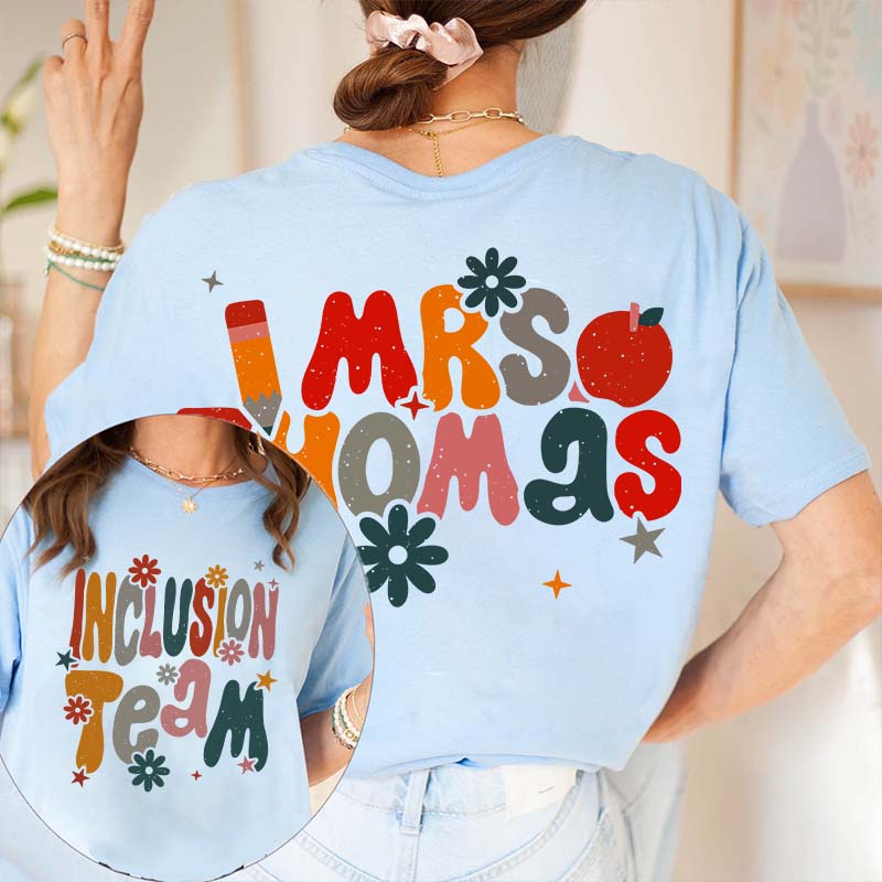 Personalized Name And Grade Bloom Flowers Teacher Two Sided T-Shirt 2MAT88
