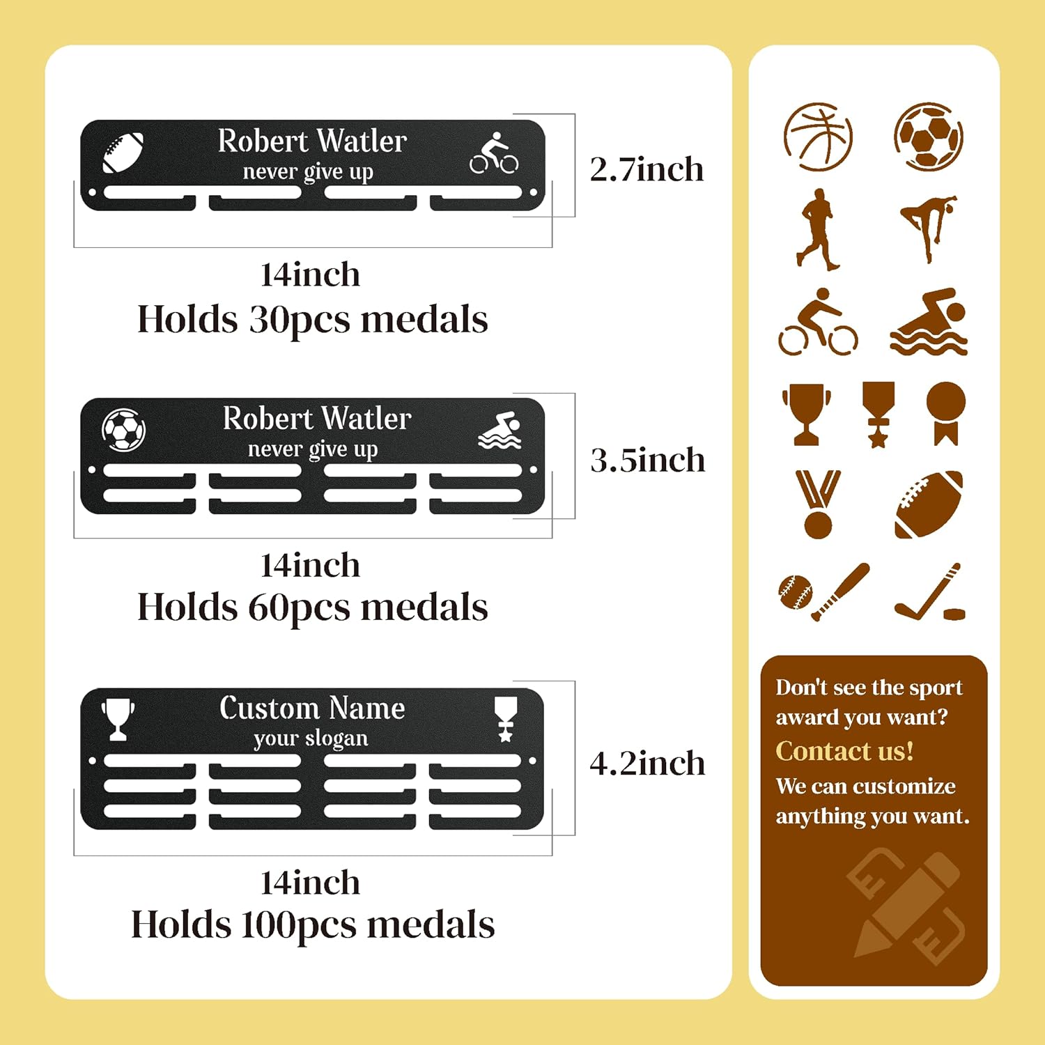 Medal Hanger Display Holder Rack for Awards or Ribbons, Personalized Sports Medal Display, Race Medal Hanger Display Medal Holder for Wall, Custom Trophy and Medal Display Shelf printlight
