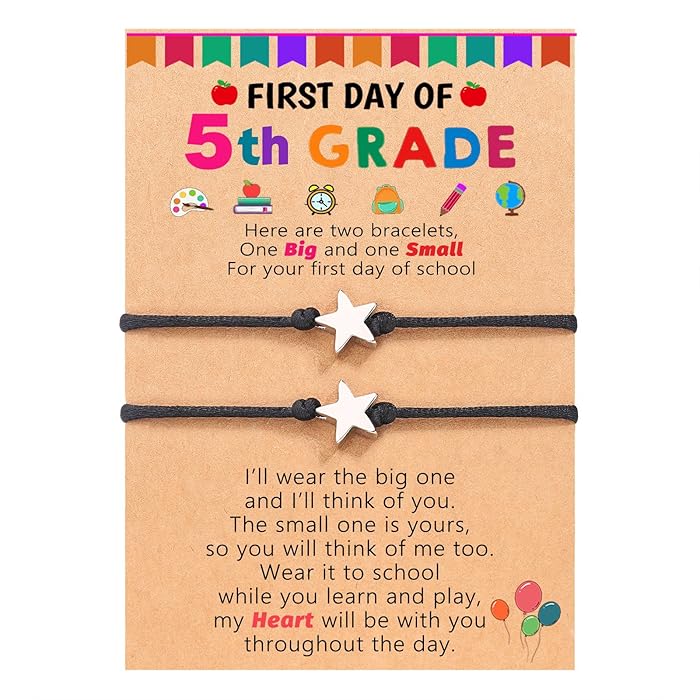 First Day of Pre K/Kindergarten/1st Grade/2nd Grade/3rd Grade/4th Grade/5th Grade/6th Grade Gift, Back to School Bracelet Mommy and MeBracelet3au
