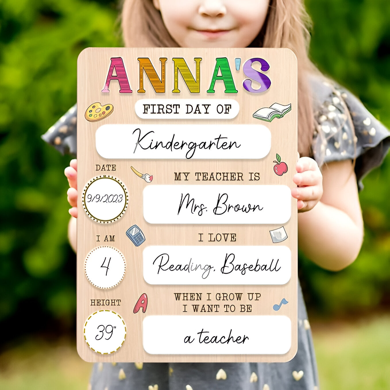 1st Day Of School Sign 2024, Personalized Back To School Sign First Last Day, Reusable School Board for Boys Girls, Custom Name School Board Photo Prop, School Sign for Kids scsign1