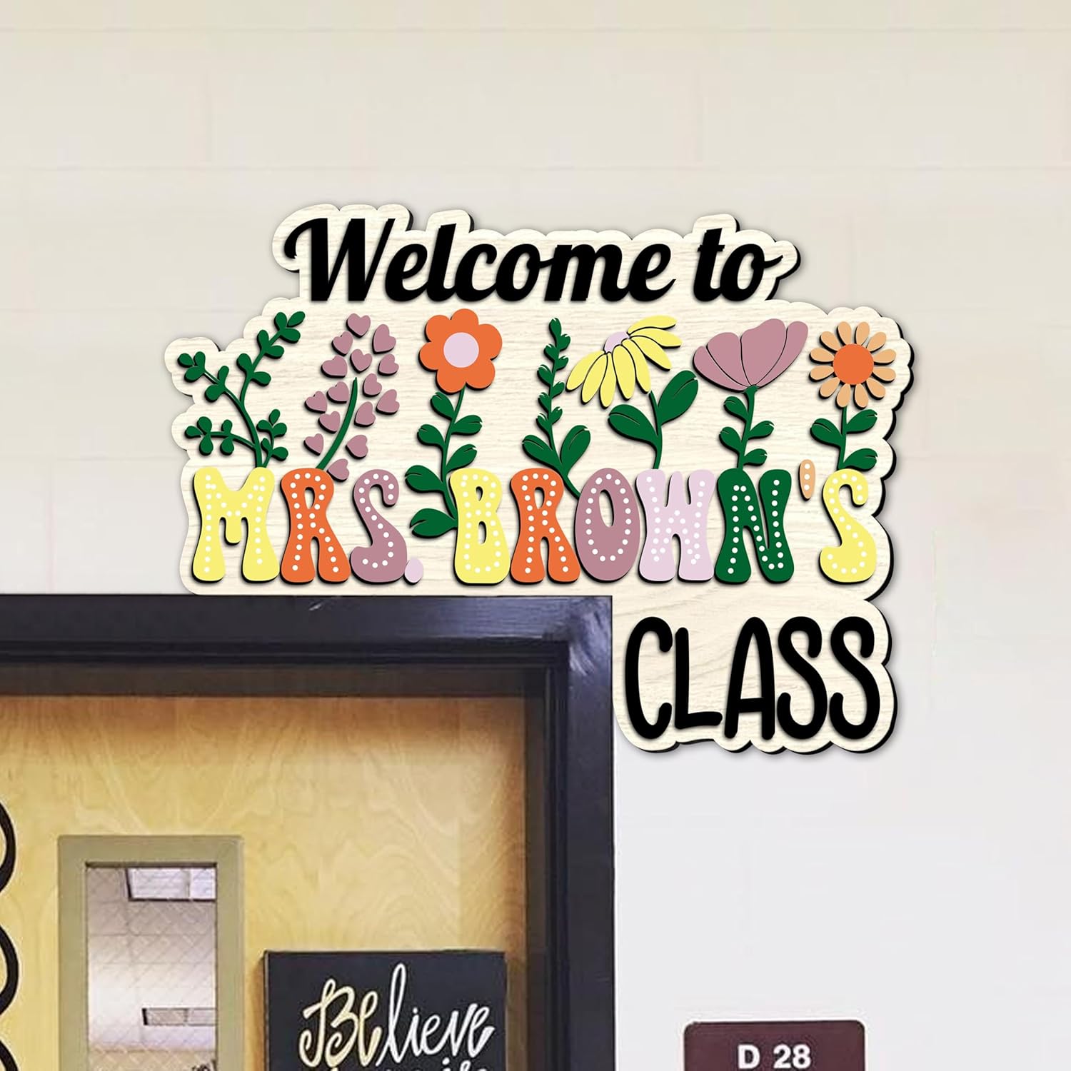 Personalized Classroom 3D Doorframe Corner SignTeacher Doorframe Dot Dalmatian Theme Decor Custom Name Teacher Appreciation Gift For Coworker Girl Woman On Christmas Teacher's Day Back To School 4 Dofra