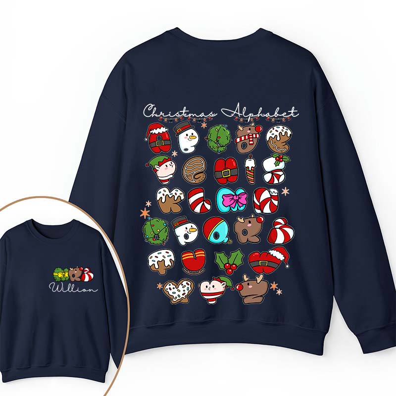 Personalized Christmas Alphabet Teacher Two Sided Sweatshirt 2MAT68