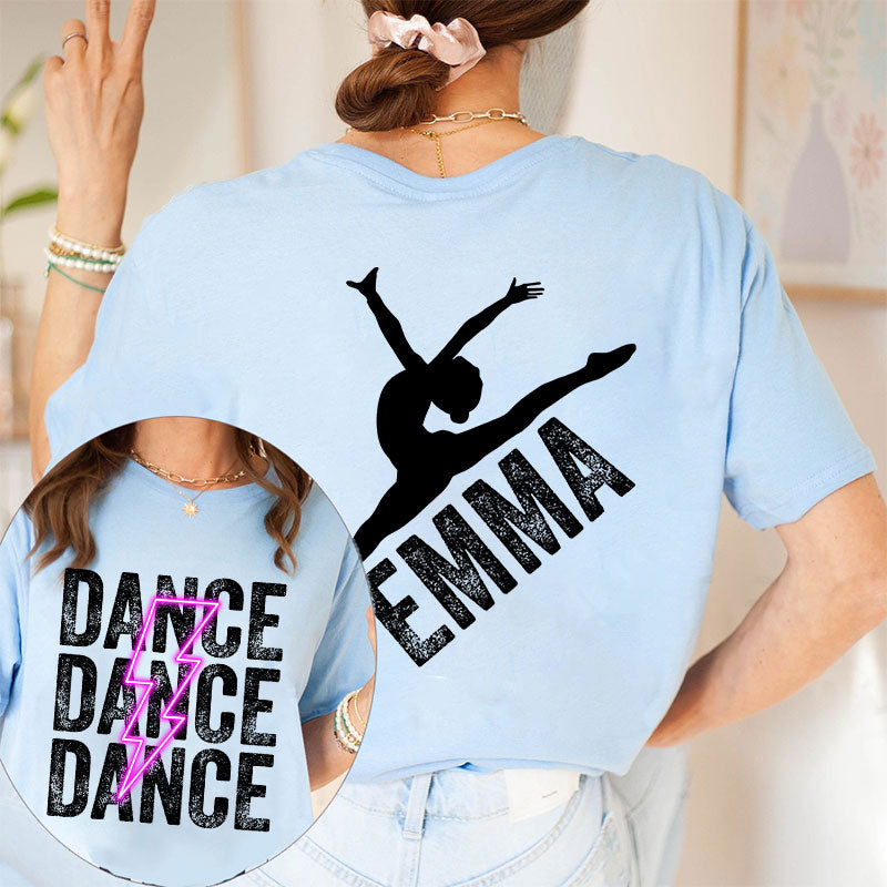 Personalized Pink Lighting Dance Teacher Two Sided T-Shirt 2MAT88