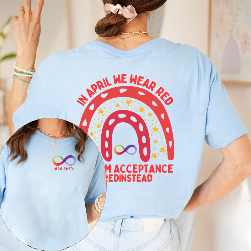 Personalized Name Cute Icon With Motivational Messages Teacher Two Sided T-Shirt 2MAT68