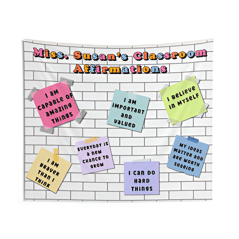 Personalized Classroom Tapestry, Class Positive Affirmations Decor, Retro classroom decor, Teacher wall art, Classroom welcome sign Tapes