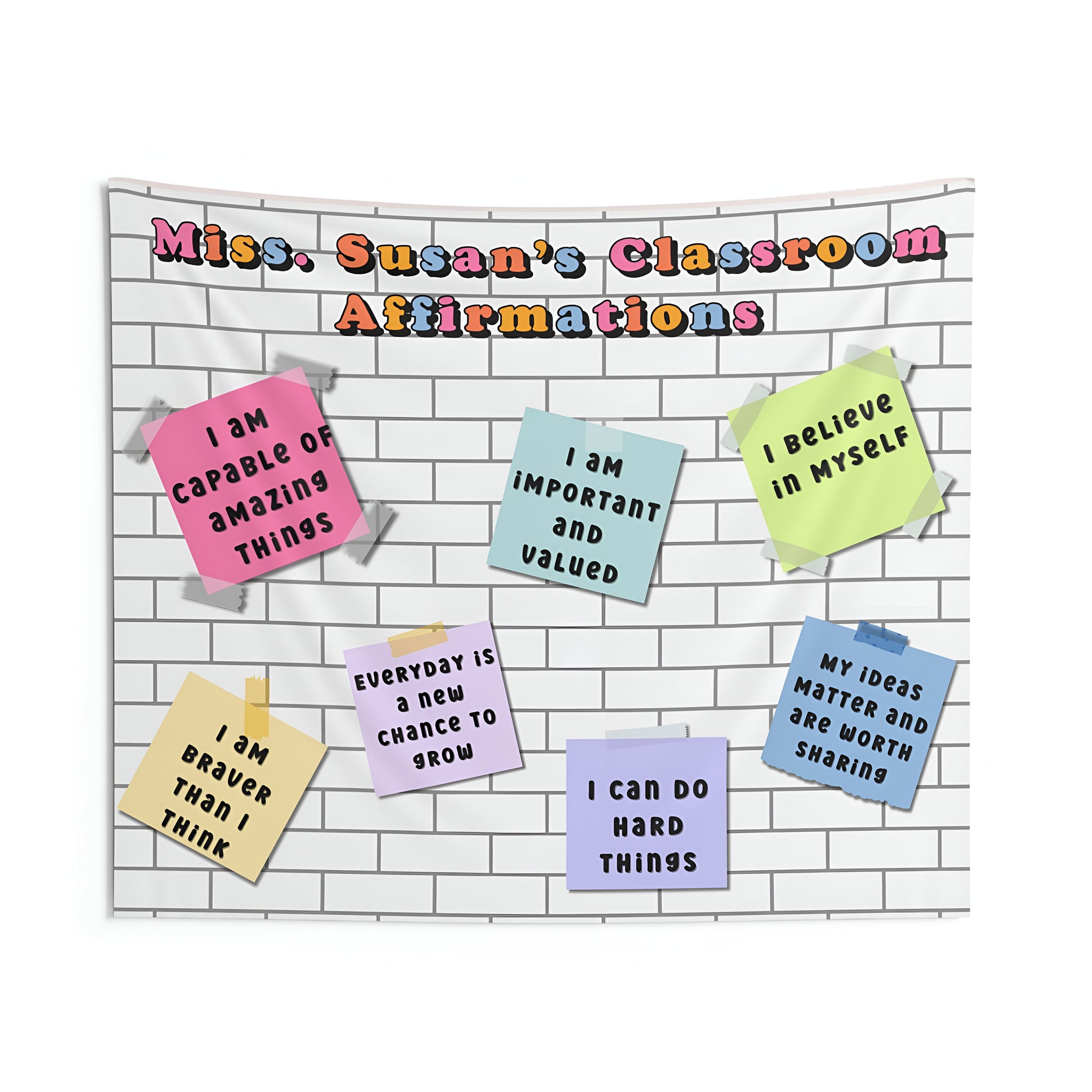 Personalized Classroom Tapestry, Class Positive Affirmations Decor, Retro classroom decor, Teacher wall art, Classroom welcome sign Tapes