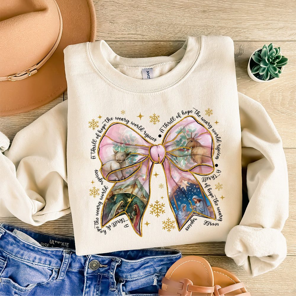 Jesus Christmas Coquette Bow Png, Christian Christmas Png, Nativity Scene Png, Baby Jesus Png, Bible Verse Png, Glitter, Pink Christmas Png S181